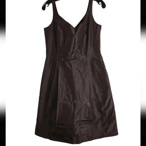 Ann Taylor Brown Fit And Flare Sleeveless Knee Length Silk Dress